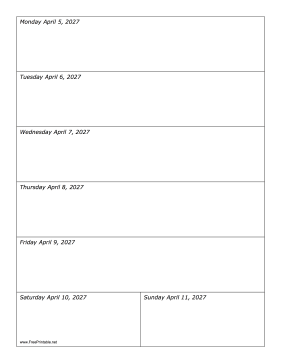 Printable 04/05/2027 Weekly Calendar-portrait