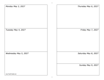 Printable 05/03/2027 Weekly Calendar-landscape