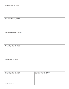 Printable 05/03/2027 Weekly Calendar-portrait