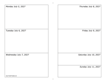 Printable 07/05/2027 Weekly Calendar-landscape