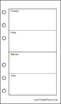 Printable Pocket Organizer Weekly Planner-Week On Two Pages - Right (portrat)