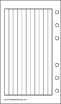 Printable Pocket Organizer Lined Note Page - Left (landscape)