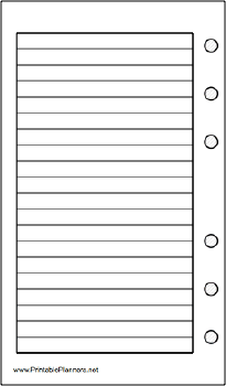 Printable Pocket Organizer Lined Note Page - Left (portrait)