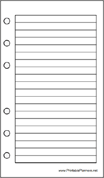 Printable Pocket Organizer Lined Note Page - Right (portrait)