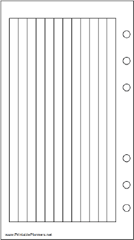 Printable Personal Organizer Lined Note Page - Left (landscape)