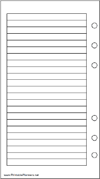 Printable Personal Organizer Lined Note Page - Left (portrait)