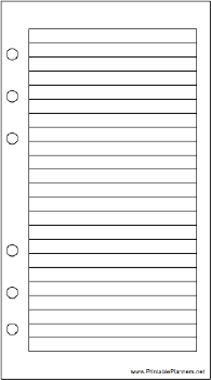 Printable Personal Organizer Lined Note Page - Right (portrait)