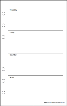 Printable Travel Organizer Weekly Planner-Week On Two Pages - Right (portrat)