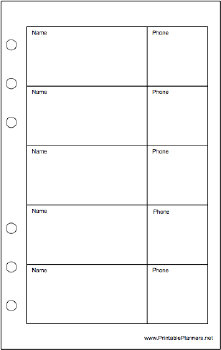 Printable Travel Organizer Phone List (2-column) - Right