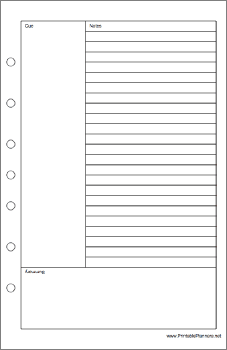 Printable Desktop Organizer Cornell Note Page - Right