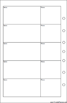 Printable Desktop Organizer Phone List (2-column) - Left