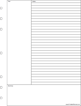 Printable Executive Organizer Cornell Note Page - Right