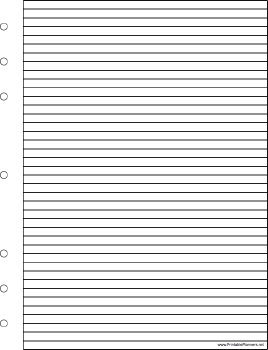 Printable Executive Organizer Lined Note Page - Right (portrait)