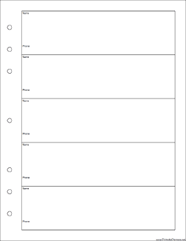 Printable Executive Organizer Phone List (1-column) - Right