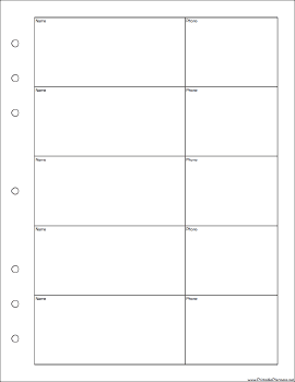 Printable Executive Organizer Phone List (2-column) - Right