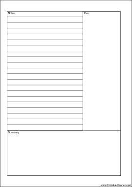 Printable A5 Organizer Cornell Note Page - Left