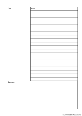 Printable A5 Organizer Cornell Note Page - Right