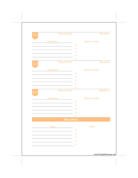 Printable A5 Weekly Planner Fri-Sun