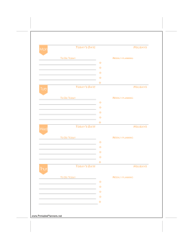 Printable A5 Weekly Planner Mon-Thurs