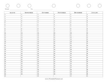 Printable Academic Year August To January