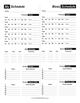 Printable Assistant Weekly Planner