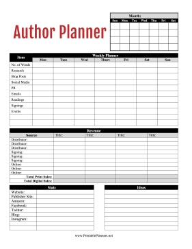Printable Author Planner