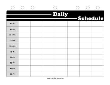 Printable BW Student Planner Daily Schedule
