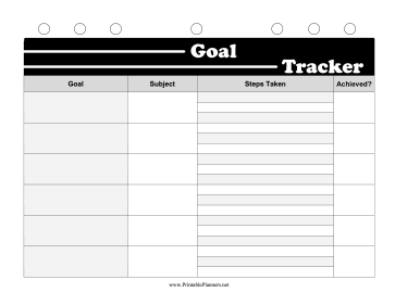 Printable BW Student Planner Goal Tracker