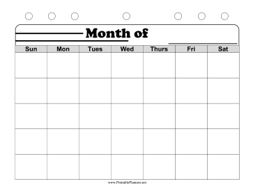 Printable BW Student Planner Perpetual Calendar