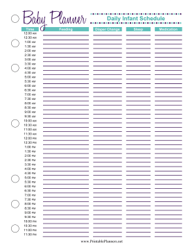 Printable Baby Planner Infant Schedule