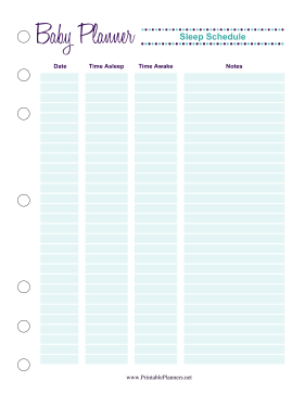 Printable Baby Planner Sleep Schedule
