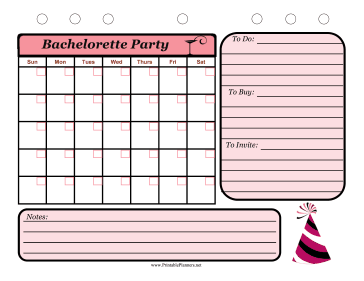 Printable Bachelorette Party Event Planner