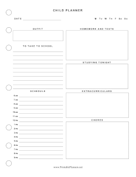 Printable Basic Child Planner