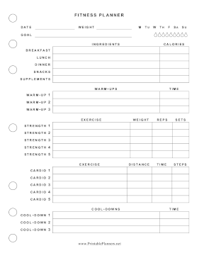 Printable Basic Fitness Planner