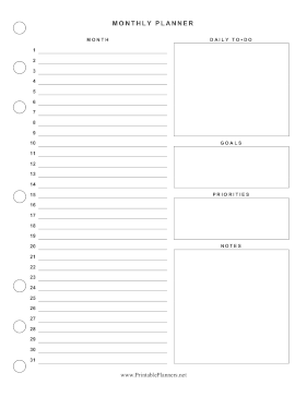 Printable Basic Monthly Planner