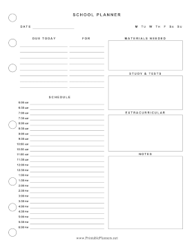 Printable Basic School Planner