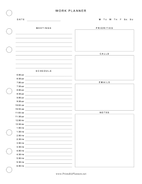 Printable Basic Work Planner