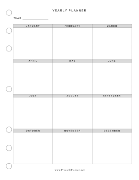 Printable Basic Yearly Planner