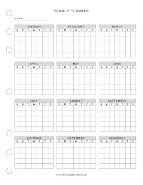 Printable Basic Yearly Planner Calendar