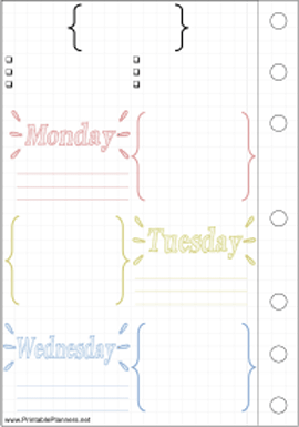 Printable Bullet Journal Mon-Wed