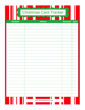 Printable Christmas Card List