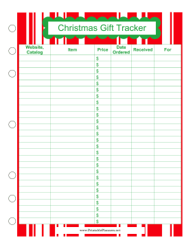 Printable Christmas Gift Tracker