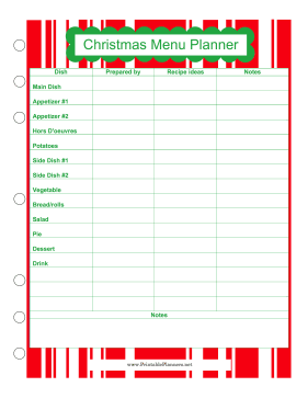 Printable Christmas Menu List