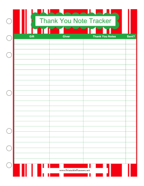 Printable Christmas Thank You Card List