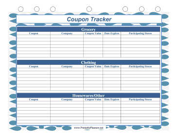 Printable Coupon Tracker