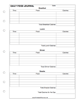 Printable Daily Food Journal