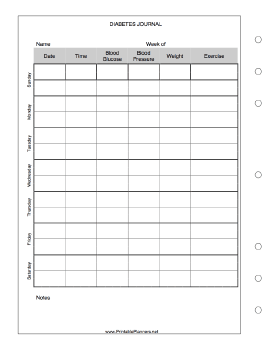 Printable Diabetes Journal - Left