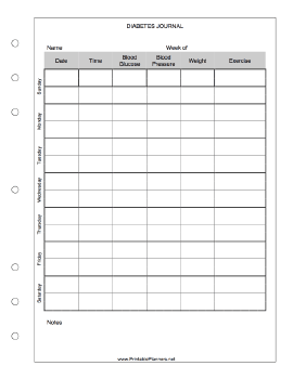 Printable Diabetes Journal