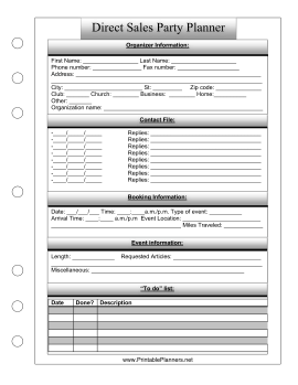 Printable Direct Sales Party Planner