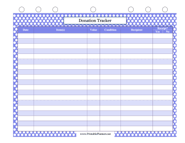 Printable Donation Tracker